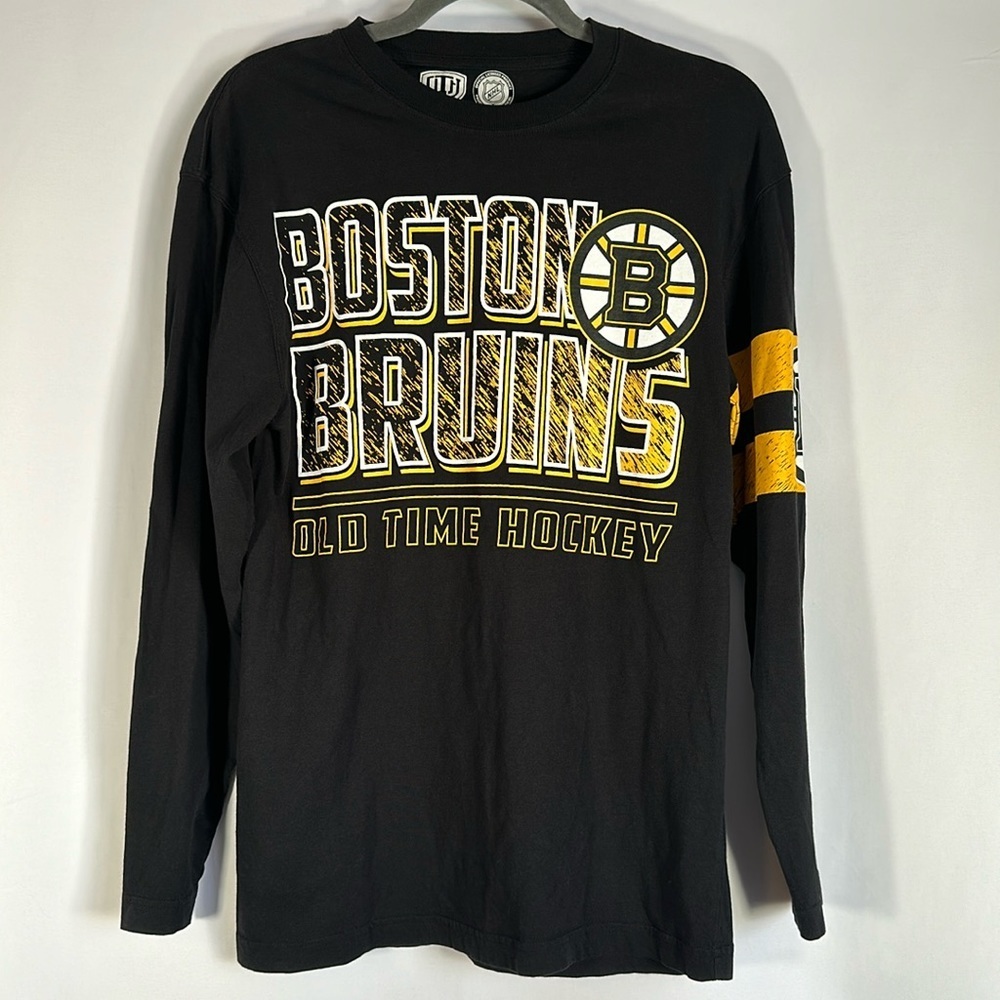 NHL Boston Bruins Black & Yellow Logo Long Sleeve Shirt